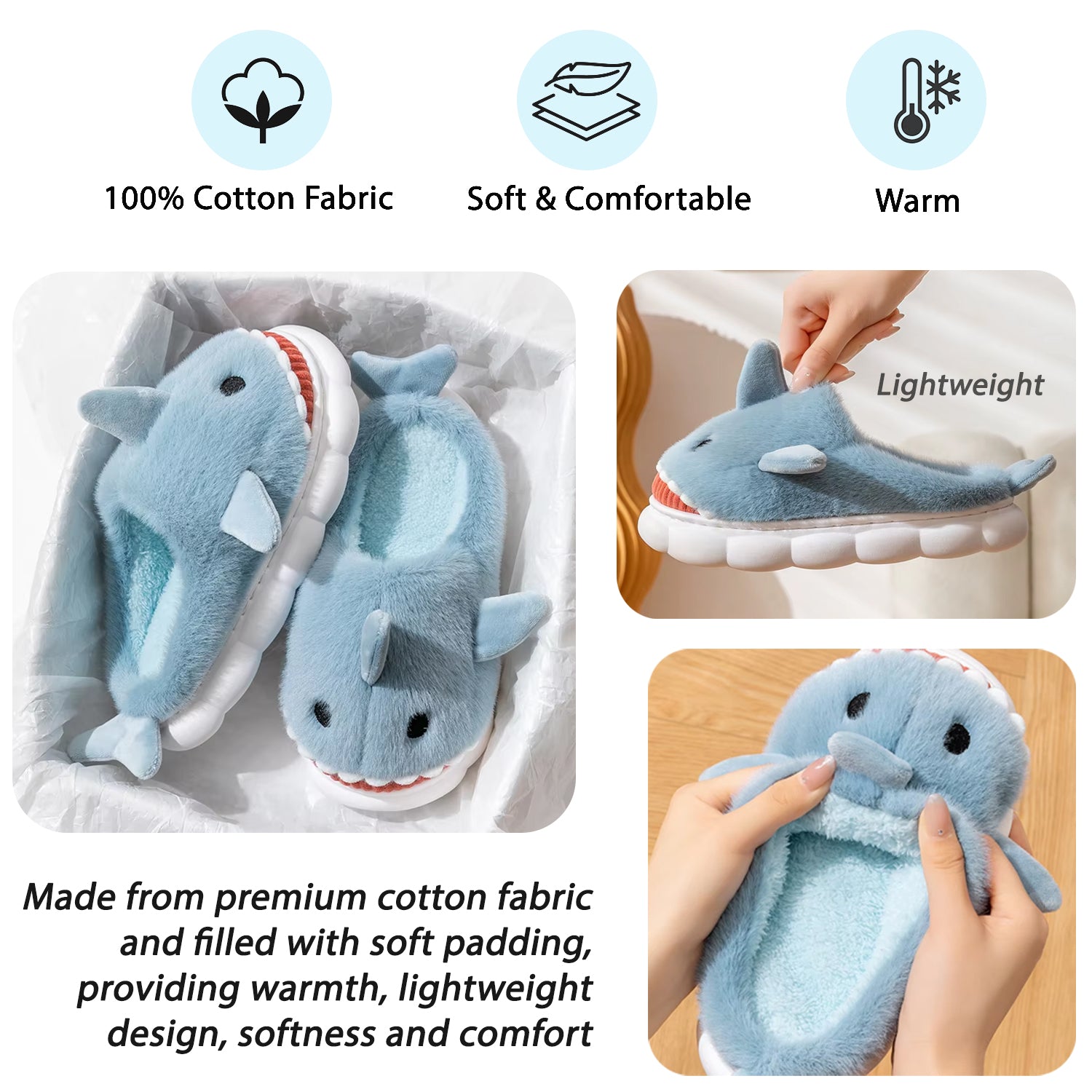 SHOEGEEᵀᴹ Cozy Shark Slippers - Shoegee