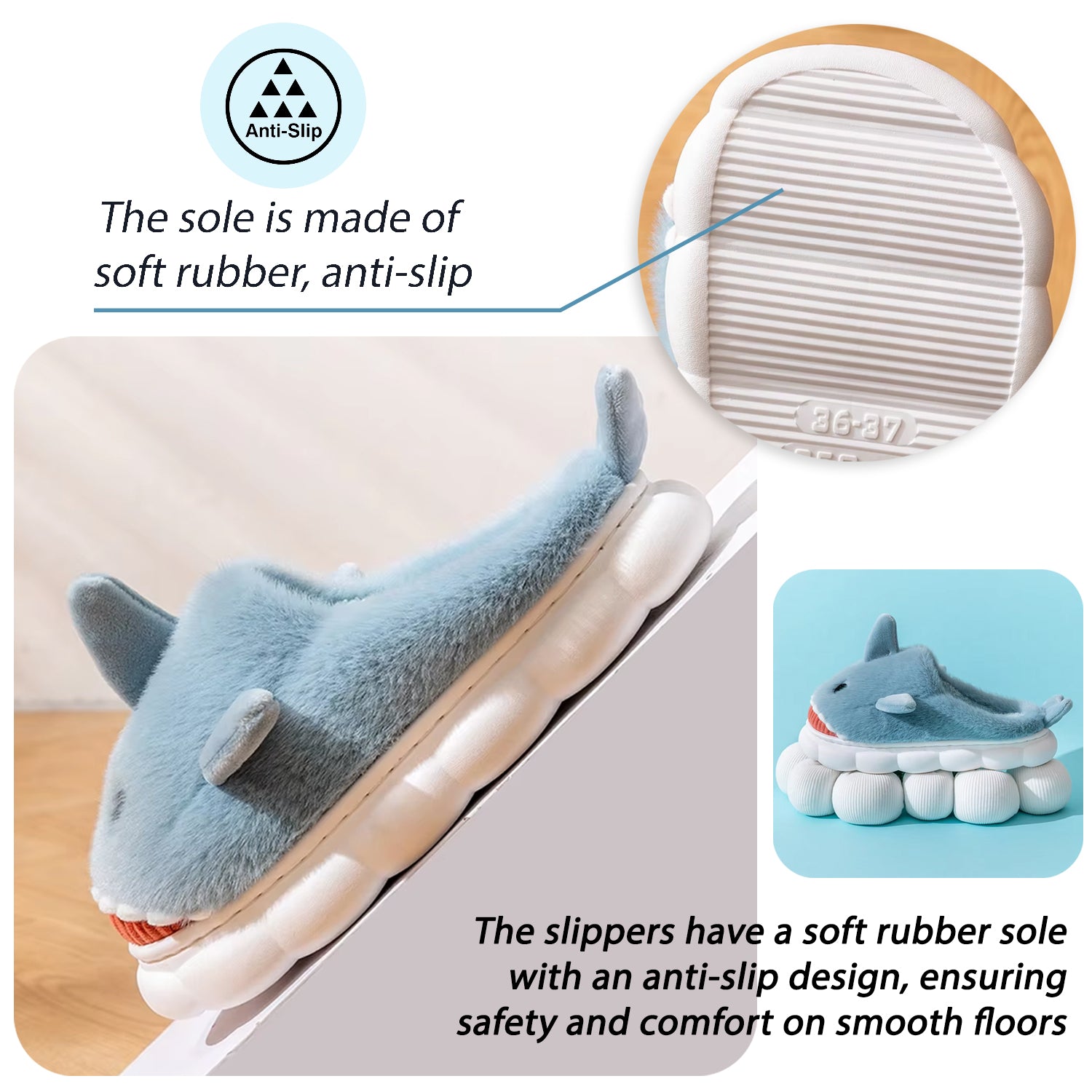 SHOEGEEᵀᴹ Cozy Shark Slippers - Shoegee